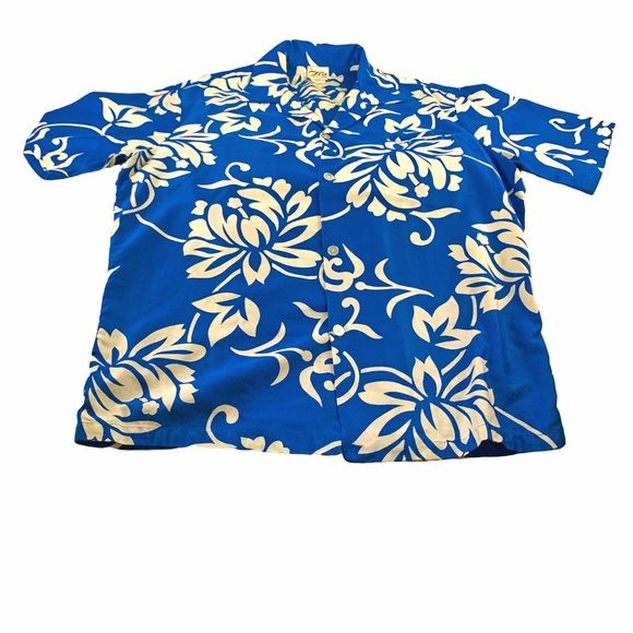 Vintage TI'a Blue with White 100%Cotton‎ Hawaiian Surf Shirt - Picture 8 of 9